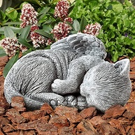 Pure Garden Pedra Memorial para Gato - Estátua de Anjo Gatinho Dormindo em Resina Cinza - imagem 3