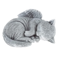 Pure Garden Pedra Memorial para Gato - Estátua de Anjo Gatinho Dormindo em Resina Cinza - imagem 1