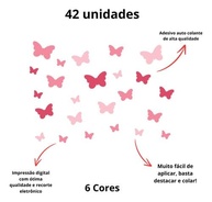 Adesivo de Parede Infantil com 42 Borboletas em Tons de Rosa - Decore o Quarto da sua Menina com Magia! - imagem 4