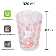 Kit Unicórnio Menina - Copo, Garrafa Foguete Giratória e Xícara Infantil - imagem 3