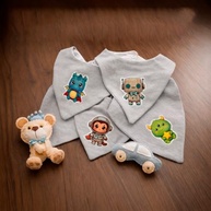 5 babadores, bandana 100% algodão para meninos e meninas, conjunto absorvente macio para dentição e baba - imagem 3