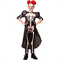 Fantasia Caveira Mexicana Rainha Esqueleta para Meninas - imagem 2
