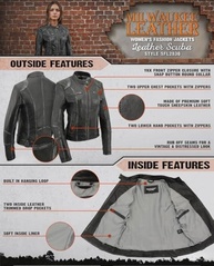 Milwaukee Leather SFL2830 Jaqueta de couro feminina preta estilo mergulho com pele de carneiro - imagem 3