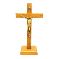 Crucifixo de Mesa em Madeira Clara com Cristo em Metal - 18 cm | Decoração e Fé - imagem 3