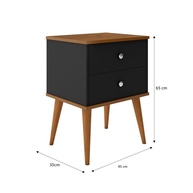 Mesa de Cabeceira com 2 Gavetas Berlim – Design Moderno em Preto e Freijó - imagem 2