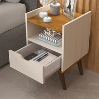 Mesa de Cabeceira Alice Retrô com 1 Gaveta e Nicho - Design Off White e Freijó - imagem 4