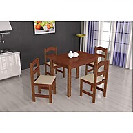 Mesa Arauna com 4 Cadeiras Primavera Amêndoa/Bege – Elegância Sustentável para Sua Casa - imagem 1