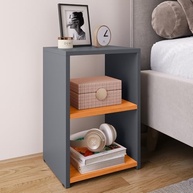 Mesa de Cabeceira com Nicho Basic New Bide – Estilo Retrô em Cinza Nature - imagem 3
