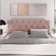 Conjunto Mesa de Cabeceira com Gaveta + Cabeceira Estofada Box para Cama Queen Size Rose - Design Moderno e Funcional - imagem 3