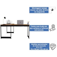Mesa em L Estilo Industrial Nogal | Escrivaninha de Canto Moderna para Escritório e Estudo - imagem 5