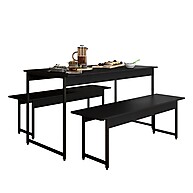 Mesa com 2 Bancos Estilo Industrial Lugano – Preto Fosco - imagem 1