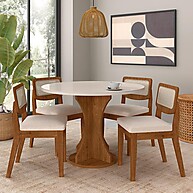 Mesa com 4 Cadeiras Redonda Vidro Santorini – Elegância e Praticidade - imagem 1