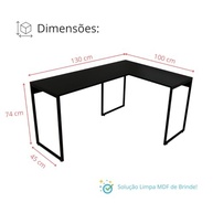 Mesa Escritório em L 130x100cm com Base em Aço - Design Industrial Premium - imagem 5
