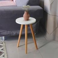 Mesa de Canto e Centro Redonda com Pés Palito - Ideal para Sofá e Ambientes Modernos (Branco) - imagem 4