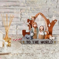 Conjunto de Presépio em Resina com Mensagens de Jesus - Decoração Religiosa de Mesa para Natal - imagem 5