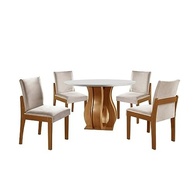 Conjunto Sala de Jantar Nuance 110cm Mesa Redonda com 4 Cadeiras Monaco - Estilo Moderno - imagem 4