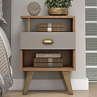 Mesa de Cabeceira 1 Gaveta Mel/Fendi - Fellicci: Elegância e Praticidade - imagem 1