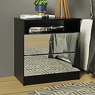 Mesa de Cabeceira Preta com Espelho – Madesa 3227 - imagem 1
