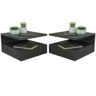 Mesa de Cabeceira Suspensa: Kit 2 Preto Moderno - imagem 1