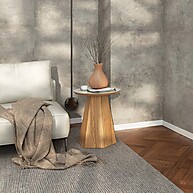 Mesa de Canto Hexagonal Nature Off White/Freijó – Design Moderno e Alta Qualidade - imagem 1
