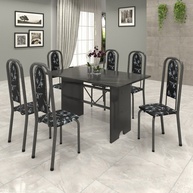 Mesa de Cozinha 140cm Ardósia + 6 Cadeiras Lavínea - imagem 1