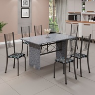 Mesa de Cozinha Granito Ocre + 6 Cadeiras - imagem 1