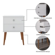 Mesa de Cabeceira com 2 Gavetas Berlim – Design Moderno em Branco para Quarto Sofisticado - imagem 3