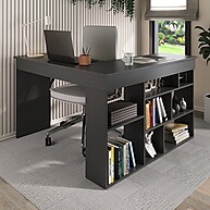 Mesa de Escritório em L com 8 Nichos – Yescasa Montecello Grafite - imagem 1