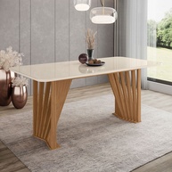 Mesa de Jantar Adriana: Elegância em Madeira e Vidro - imagem 1