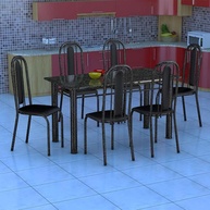 Mesa de Jantar com 6 Cadeiras Granada: Preto e Elegante - imagem 1