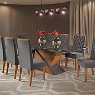 Mesa de Jantar Noble: 200x90 + 8 Cadeiras Iza - imagem 1