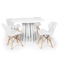 Mesa de Jantar Redonda 120cm + 4 Cadeiras Eiffel - imagem 1