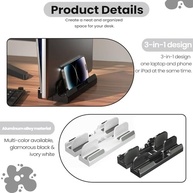 Suporte Vertical Ajustável para Laptop - Organizador de Mesa Preto com Design Moderno - imagem 4