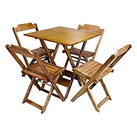 Mesa Dobrável 60x60 com 4 Cadeiras - Mel e Amarelo - imagem 1