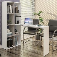 Mesa Office com Estante Lateral Multimóveis Branco/Lacca Fume – Design Moderno e Espaço Organizado - imagem 2