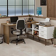Mesa Escritório em L 3 Gavetas: Organize-se com Estilo! - imagem 1