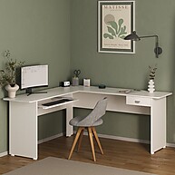 Mesa Escritório L com 1 Gaveta Cannes Branca – Espaço e Estilo - imagem 1
