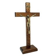 Crucifixo de Mesa em Madeira Natural 23 cm - Decoração Sagrada com Estilo - imagem 1