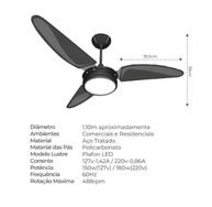 Ventilador de Mesa Laura 127V com Design Moderno e Luz LED Branco Frio - imagem 2