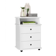 Mesa de Cabeceira de Luxo com 3 Gavetas em Branco - Design Moderno e Funcional - imagem 1