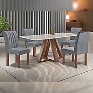 Mesa Kyra 120cm com 4 Cadeiras Arizona – Estilo e Conforto na Sua Sala - imagem 1