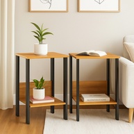 Mesa Lateral Industrial: Kit 2 Freijó 40x44cm - imagem 1