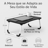 Mesa Portátil Dobrável para Notebook com Pés Metálicos Emborrachados - Ideal para Cama, Sofá e Home Office - imagem 2