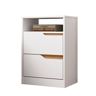 Mesa de Cabeceira Sole com 2 Gavetas e Nicho – Design Moderno em Branco e Freijó - imagem 1