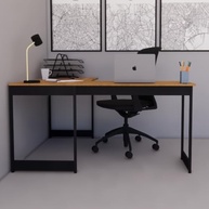 Mesa em L Estilo Industrial Nogal | Escrivaninha de Canto Moderna para Escritório e Estudo - imagem 3