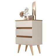 Mesa de Cabeceira Roma com 3 Gavetas em Off White e Freijó - Design Moderno para Quarto - imagem 2