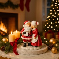 Conjunto de Estatuetas Mr. & Mrs. Papai Noel – Decoração de Mesa Vintage para Casais - imagem 3
