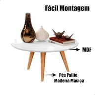 Mesa de Centro Dubai - Design Redondo Tripé com Pés Palito em Madeira | Ideal para Salas Modernas - imagem 4