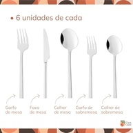Faqueiro Firenze 35 Peças em Aço Inox – Jogo de Talheres Prateado para Mesa Posta Elegante - imagem 4