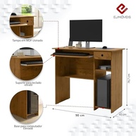 Mesa Escrivaninha Viena 1 Gaveta com Prateleira e Suporte Retrátil para Teclado - Design Compacto e Funcional - imagem 4